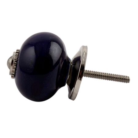 Navy Blue Silver Fitting Ceramic Knob
